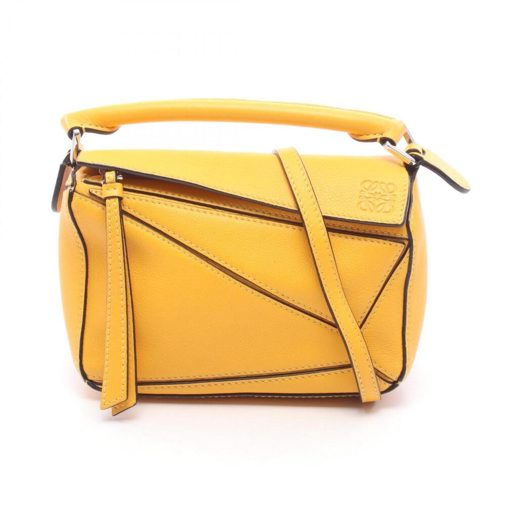Loewe Puzzle Bag Mini 2-Way Handbag, Leather, Women's, Yellow